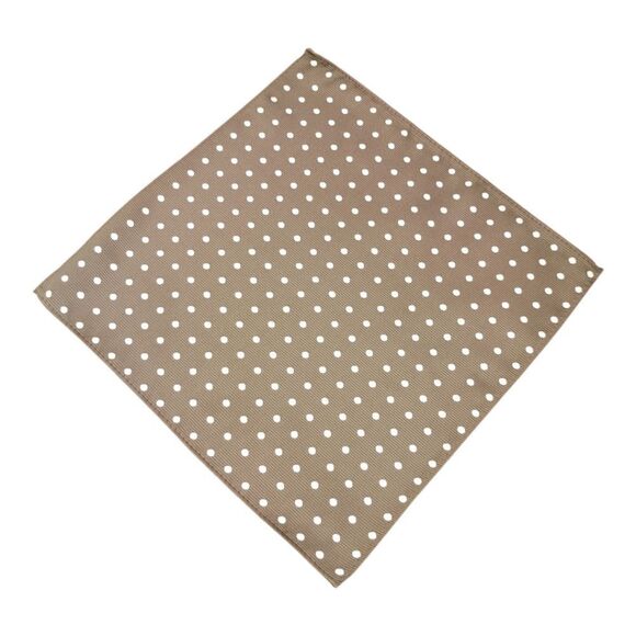 ALLURE MEN'S MULTI-DOT POCKET SQUARE CHOCOLATE / WHITE. - Picture 1 of 3
